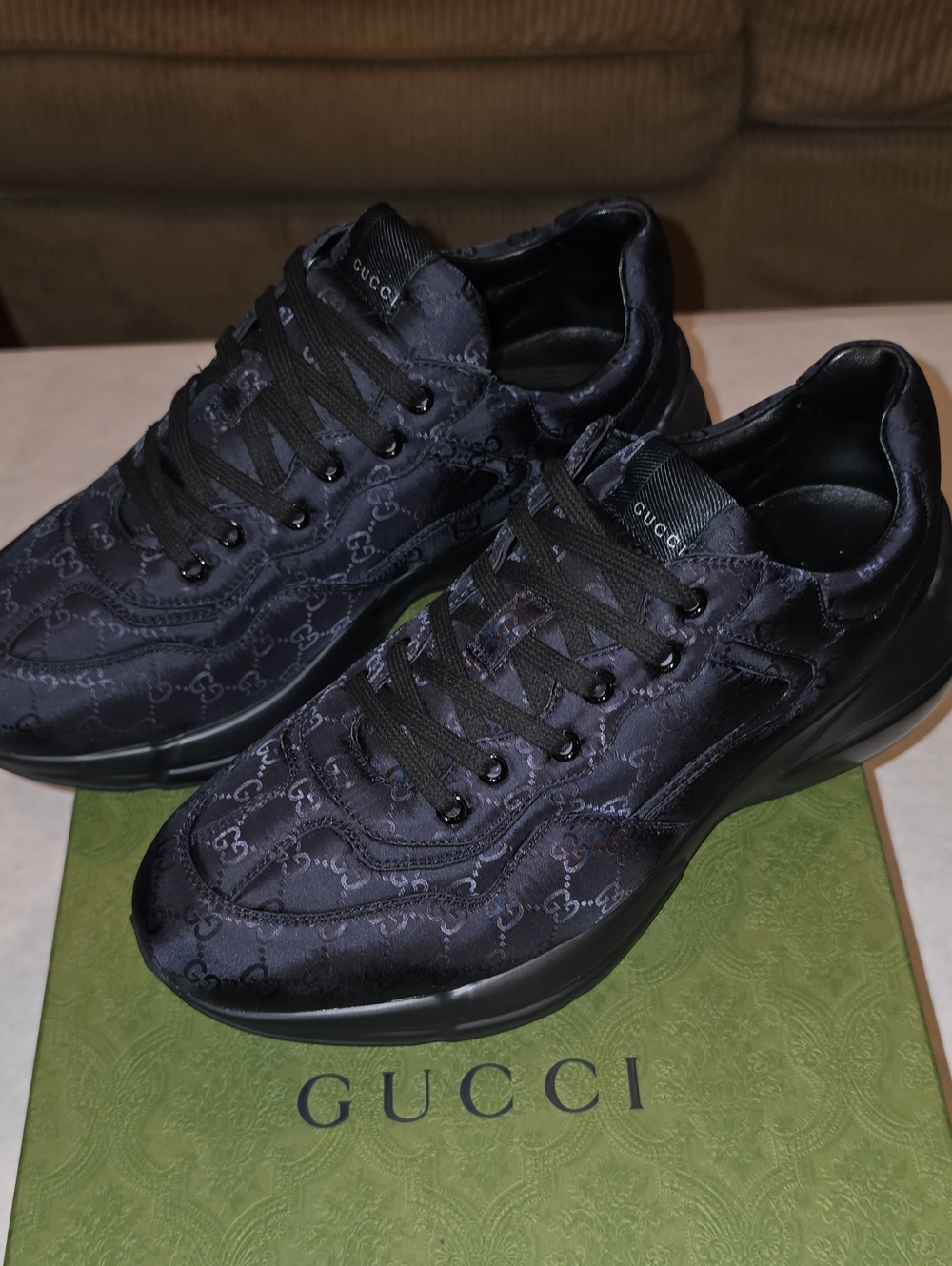 Gucci Black GG Satin Low-Top Sneakers